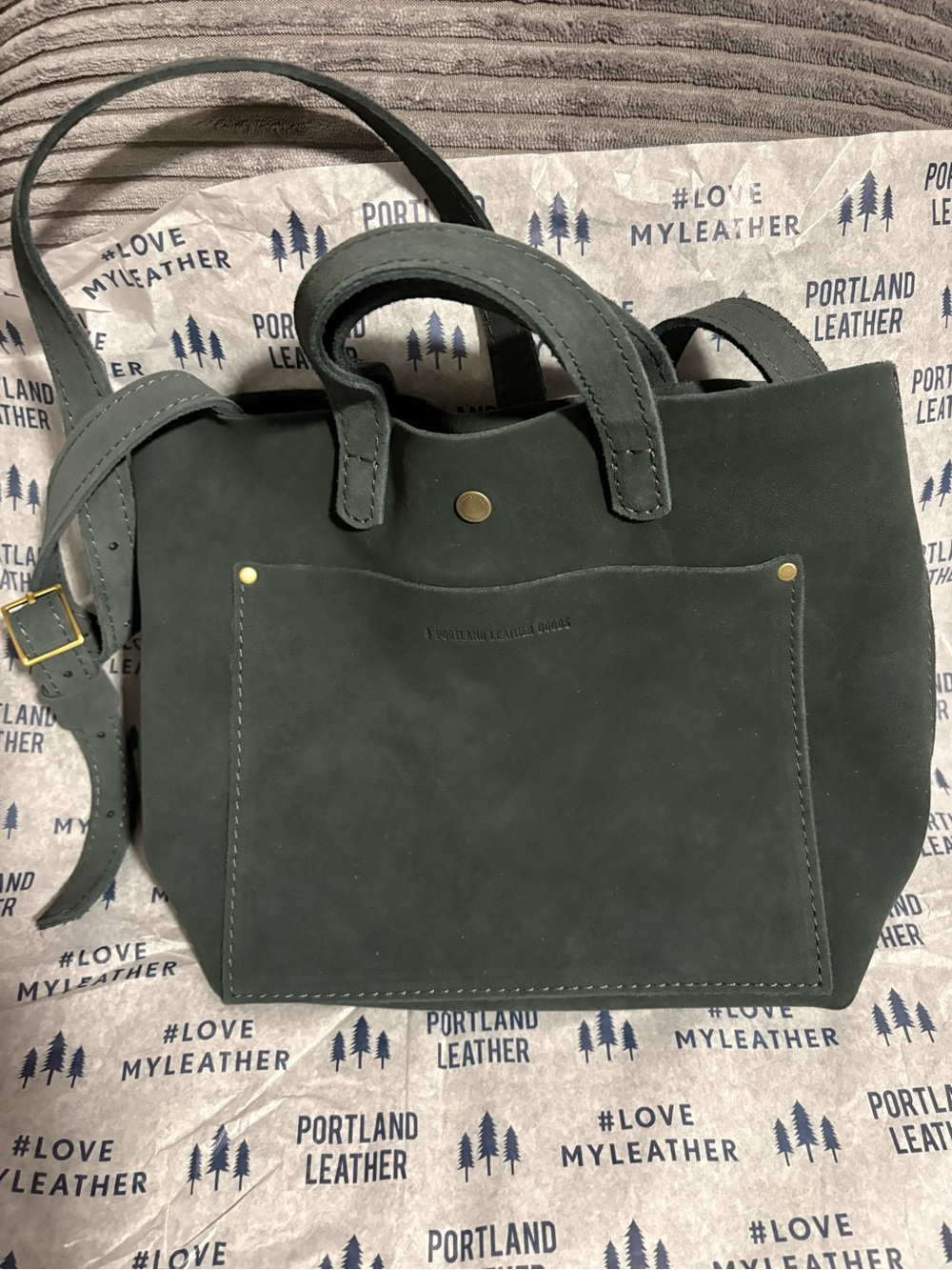 Portland Leather mini crossbody suede peppercorn